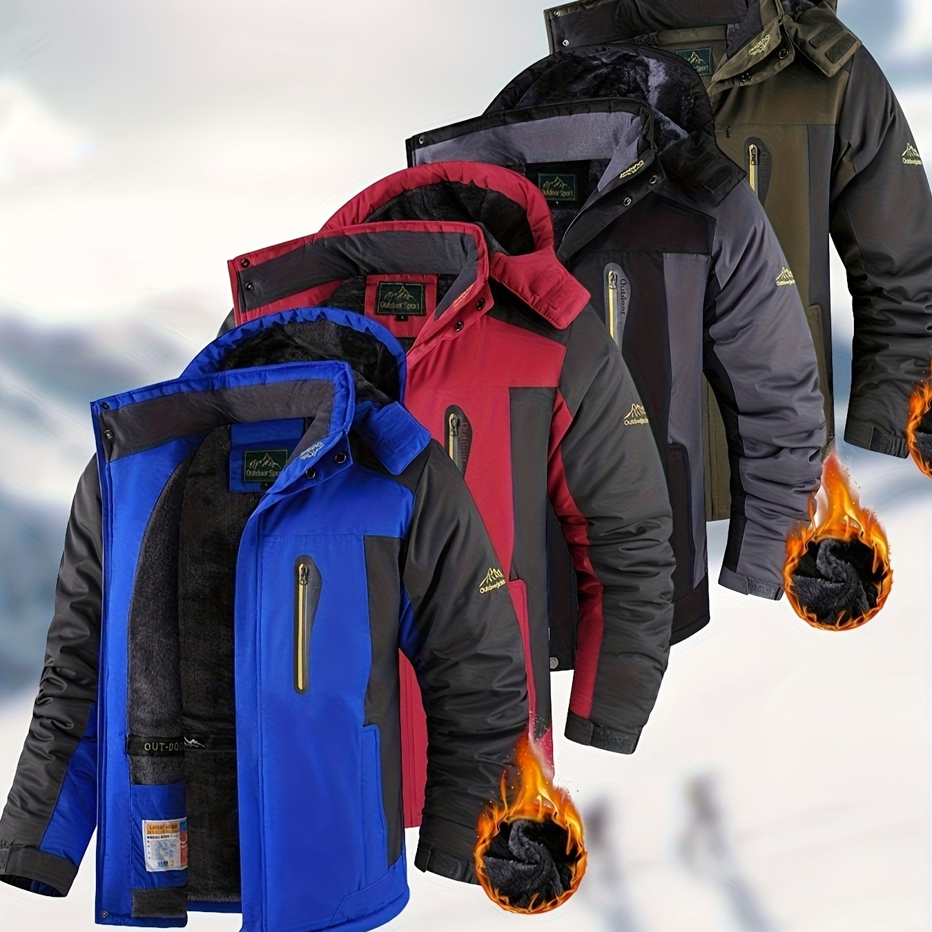 Heavy-Duty Winddichte & Hoogwaardige Winterjas met Volledige Rits en Capuchon, Losse Pasvorm Bergwandeljas voor Skiën, Snowboarden, Buitenactiviteiten - Koud Weer (Machinewasbaar)