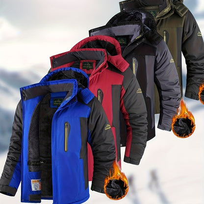 Heavy-Duty Winddichte & Hoogwaardige Winterjas met Volledige Rits en Capuchon, Losse Pasvorm Bergwandeljas voor Skiën, Snowboarden, Buitenactiviteiten - Koud Weer (Machinewasbaar)