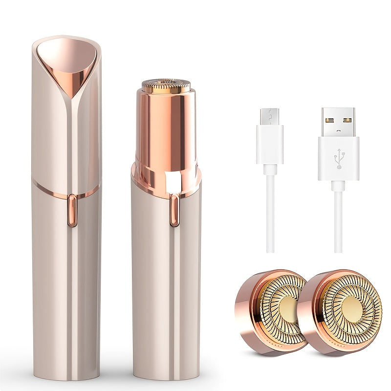 Gezichtshaarverwijderaar voor Vrouwen - zoals gezien op TV, Pijnloze Gezichtsscheerapparaat - Elektrisch Haarverwijderaartje voor Gezicht en Lippen met Licht en 2 Vervangende Koppen