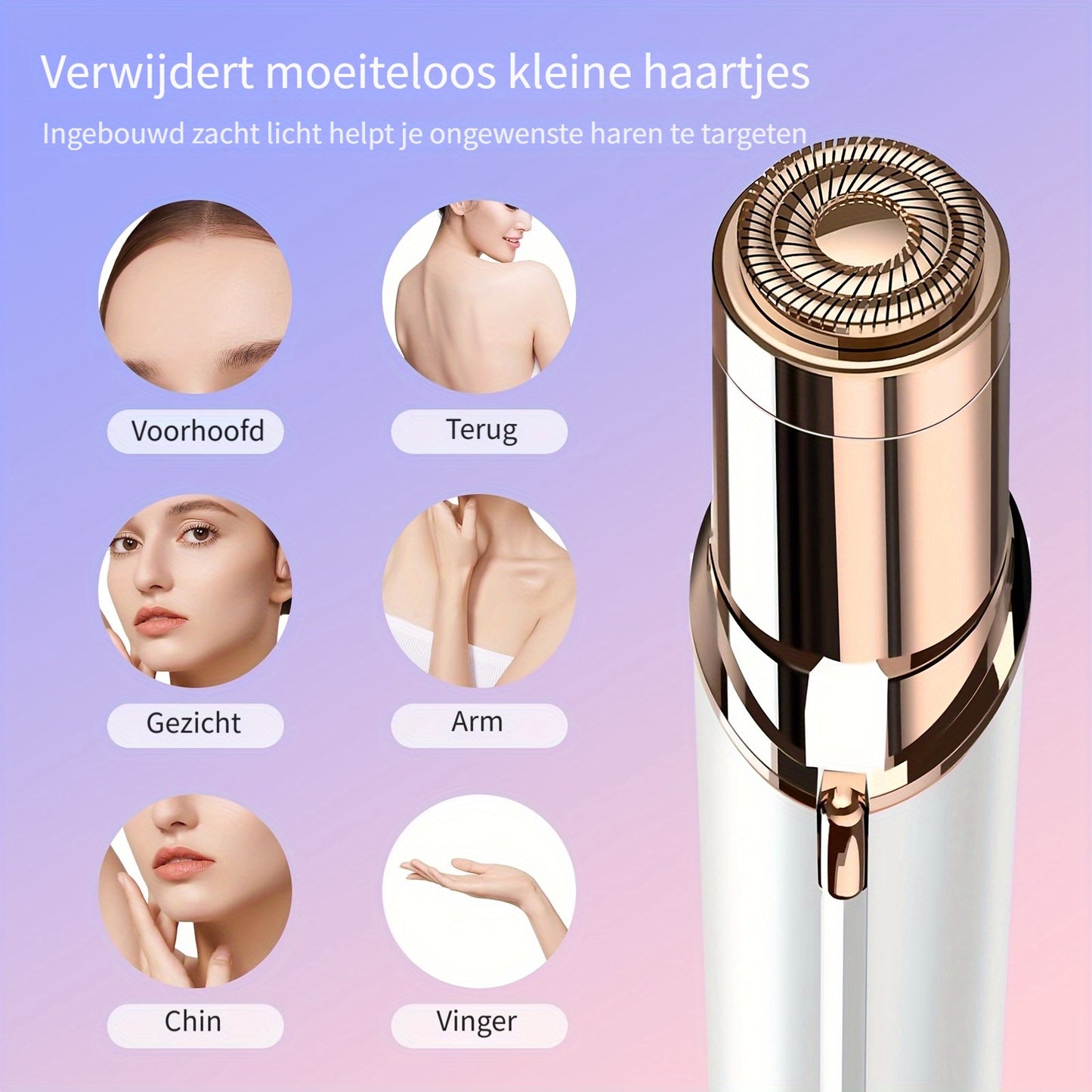 Gezichtshaarverwijderaar voor Vrouwen - zoals gezien op TV, Pijnloze Gezichtsscheerapparaat - Elektrisch Haarverwijderaartje voor Gezicht en Lippen met Licht en 2 Vervangende Koppen