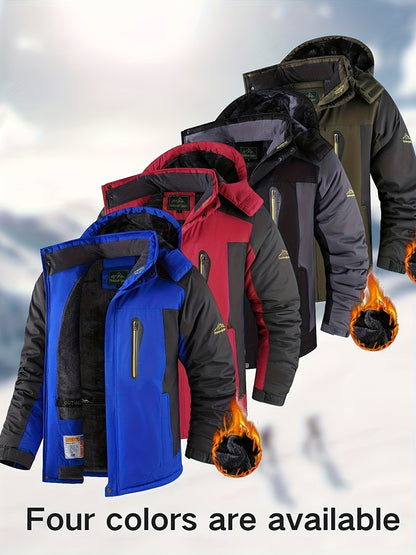 Heavy-Duty Winddichte & Hoogwaardige Winterjas met Volledige Rits en Capuchon, Losse Pasvorm Bergwandeljas voor Skiën, Snowboarden, Buitenactiviteiten - Koud Weer (Machinewasbaar)